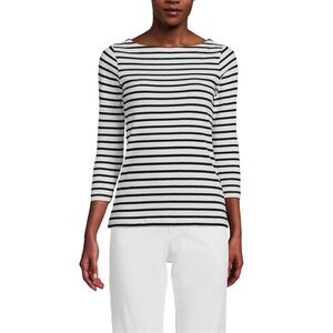 Merona Black and White Striped Boatneck Top